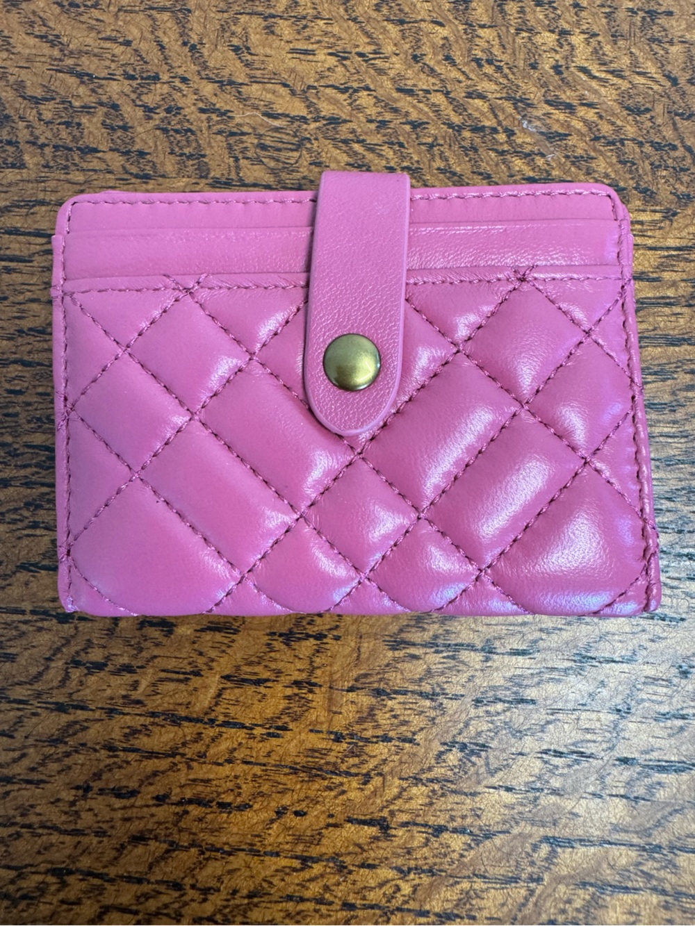 NWOT Kurt Geiger London Quilted Pink Leather Card Holder